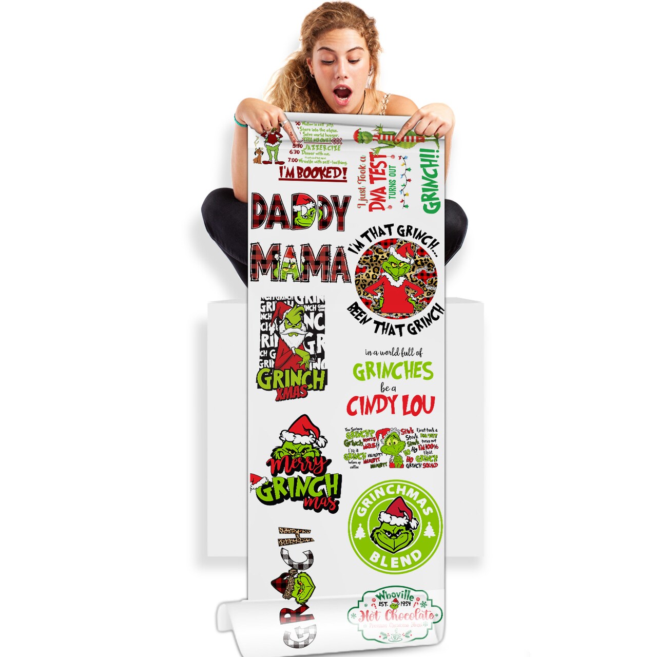 Grinch Mama Daddy DTF Gang Sheet - DTF Transfers - Ready To Press | 22" x 60""